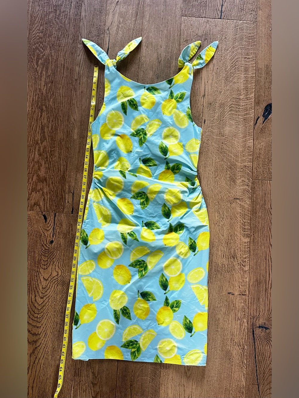 Hidden Lillium-Sleeveless Verona Light Blue Lemon Print Midi Dress - Picture 8 of 12